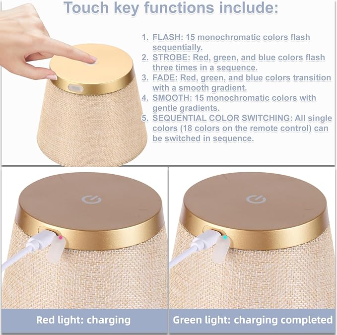 Wireless Bottle Lamp Shades, Wine Bottle Lamps with RGBW Touch Dimmable Bottle Lights, 4000mAh Rechargeable LED Bottle Lamp Lights for Bedroom Bar Restaurant Home Decor (Gold)