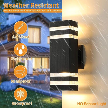 tewei 6 Pack Outdoor Wall Lights, Black Exterior Light Fixture Wall Mount Modern Outdoor Lights for House, Waterproof Aluminum Up and Down Porch Lights Outside Wall Sconces for Garage Porch, 2-Layer