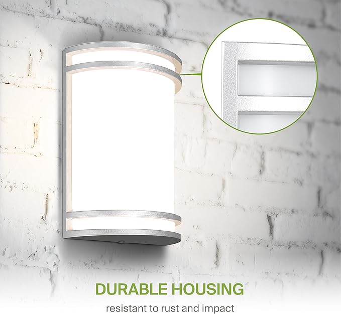 ASD 10 Inch Smart RGBW LED Outdoor & Indoor Wall Mount Light Fixture - Nickel RGB Wall Sconce Exterior Lighting - 120-277V 15W 2700-6500K Dimmable, Remote Control, Alexa - Front Door & Patio ETL