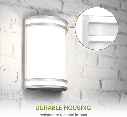 ASD 10 Inch Smart RGBW LED Outdoor & Indoor Wall Mount Light Fixture - Nickel RGB Wall Sconce Exterior Lighting - 120-277V 15W 2700-6500K Dimmable, Remote Control, Alexa - Front Door & Patio ETL