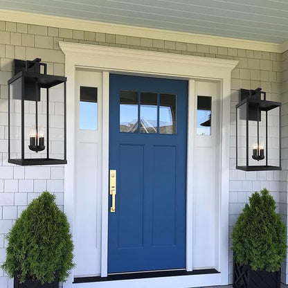 25'' Outdoor Wall Lantern, 4-Light Modern Large Exterior Wall Sconce Light Fixtures, Black Porch Light with Glass, Waterproof Outside Lighting for Patio Front Door Entryway