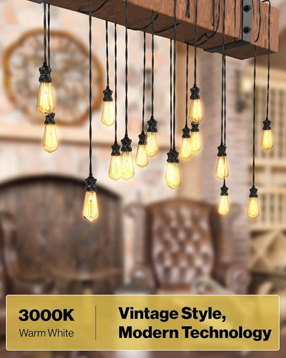 Sunco 12 Pack Vintage LED Edison Bulbs, 75W Equivalent 8.5W, 1000 LM Dimmable ST58 Filament, ST18 3000K Warm White, E26 Medium Base, Clear Glass Light Bulbs