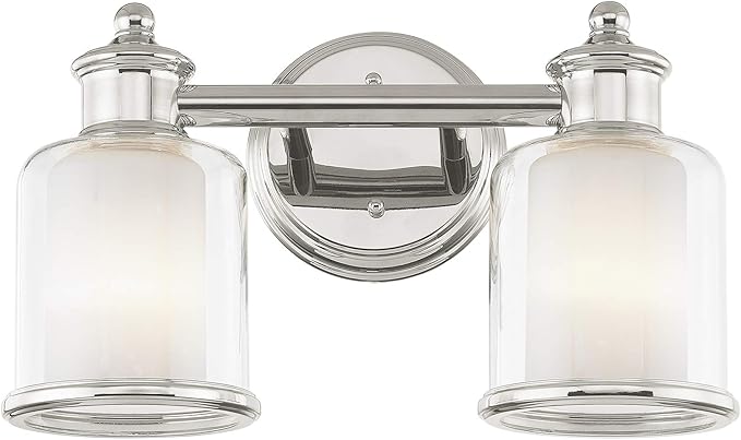 Livex Lighting 40212-35 Transitional Two Light Bath Vanity from Middlebush Collection in Polished Nickel Finish 14.5 x 6.5 x 9