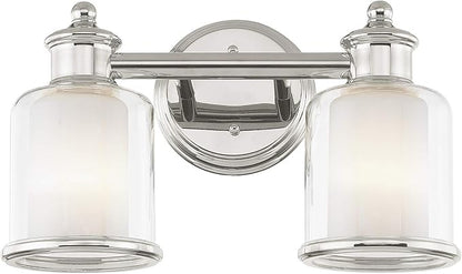 Livex Lighting 40212-35 Transitional Two Light Bath Vanity from Middlebush Collection in Polished Nickel Finish 14.5 x 6.5 x 9