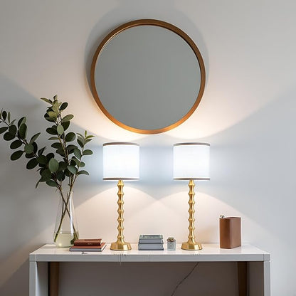 30.5" Gold Buffet Table Lamps Set of 2 with White Lampshade, Tall Skinny Gold Lamps Set of 2 for Living Room, Sideboard & Home Office