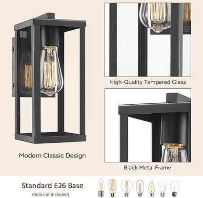 Outdoor Wall Lantern, Exterior Wall Mount Lights, Outdoor Wall Sconces, Wall Lighting Fixture (2 Pack)