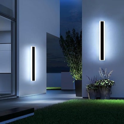 Mikeru 2Pack 31.4inch Long Led Wall Light, 6000k Cool White Modern Outdoor Wall Light Ip65 Waterproof Black Acrylic Porch Exterior Lighting Fixtures, Exterior Wall Mount Lights