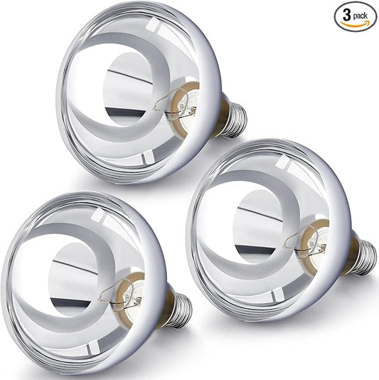 VIHOSE 3 Pack 250 Watt Heat Lamp 120v R40 Heat Lamp Bulbs Glass Incandescent Light Bulbs Incandescent Heating Lightbulbs for Reptiles Chicks Food Puppies Bathroom, Use E26 Base (Silver)