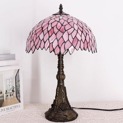 Table Lamp Base Replacement Only, Wide 6 Height 19 Inch, Fit for 8, 10, 12 Inch Tiffany Style Stained Glass Lampshade, Dark Bronze Finish,Resin, Push Switch On Cord(E (W6H19 Inch))