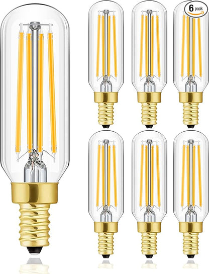 E12 LED Bulb,100 watt Equivalent Candelabra Dimmable Chandelier Light Bulbs 8W 2700K Warm White Clear 800lm T6 E12 LED Edison Filament Vintage Candle Bulb with Decorative,3.7inch,6-Pack