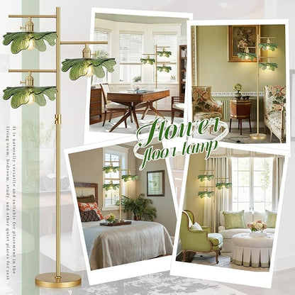 Green Glass Floor Lamp Dimmable Floor Lamp for Living Room 65“ Modern Standing Lamps Industrial Floor Lamps Gold Tall Lamps for Bedroom Study Room Office Cafe