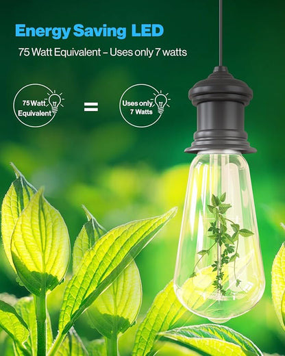 Sunco 16 Pack Dusk to Dawn Indoor Residential Vintage LED Edison Bulbs, 75W Equivalent 7W, 850 Lumens Non-Dimmable ST58 Filament, ST18, 5000K Daylight, E26 Medium Base 120V Clear Glass Light Bulbs