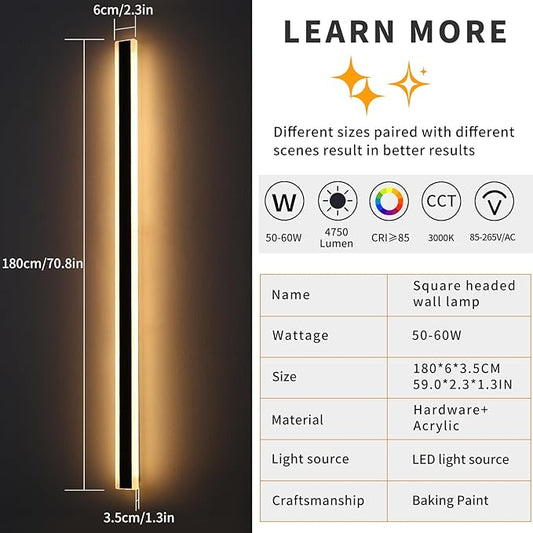 Mikeru 2Pack 71inch Long LED Wall Light Fixtures, 3000K Modern Outdoor Lights Exterior for House Ip65 Waterproof Rust Outdoor Light Fixtures Hardwire Wall Mount Exterior Lighting for Shop,Garage