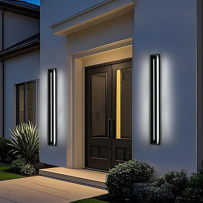 VINLUZ 2 Pack Linear 40inch Long Warm White Waterproof IP65 Wall Mount Lighting Fixture, Classic Outdoor LED Wall Lights with Acrylic Exterior for Garage Courtyard Porch