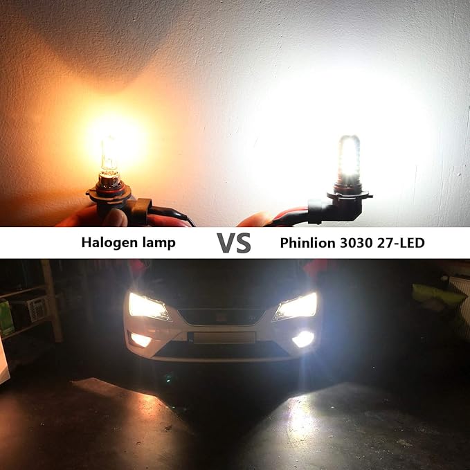 PHINLION PSX24W LED Fog Light Bulbs, 3000 Lumens Super Bright 3030 Chipsets 2504 12276 12V LED Bulb Replacement for Foglights or DRL, 6000K Xenon White