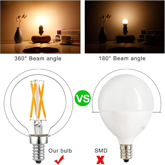 LiteHistory e12 led dimmable g16.5 Light Bulb 6W Equal 60 Watt 600lm AC120V e12 Candelabra Bulb 60 Watt for Chandeliers,Ceiling Fan,Vanity Warm White 2700K Globe e12 Light Bulb 6Pack