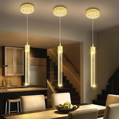 Mini Chandelier Modern LED Gold Pendant Lights for Kitchen Island Small Crystal Hanging Light Dimmable 2700k-6000k