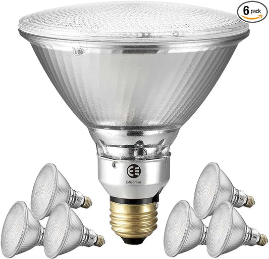 PAR38 Full Glass Commercial Grade LED Light Bulb, 14W=120W Equivalent 1450 Lumens 20000 Hours Classic Flood Light Bulbs, Dimmable Warm White 3000K 40Degree Beam Angle, 6-Pack