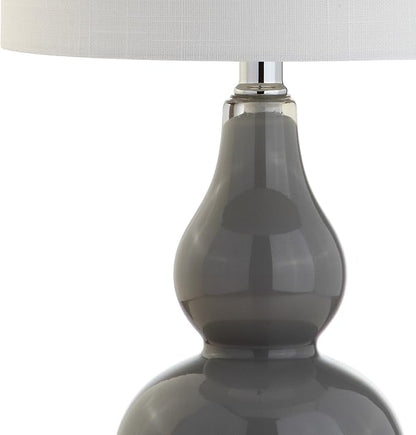 JONATHAN Y JYL1028A Anya 20.5" Mini Glass LED Table Lamp, Transitional, Glam, Midcentury, Modern, Elegant, Office, Living Room, Family Room, Dining Room, Bedroom, Hallway, Foyer, Gray