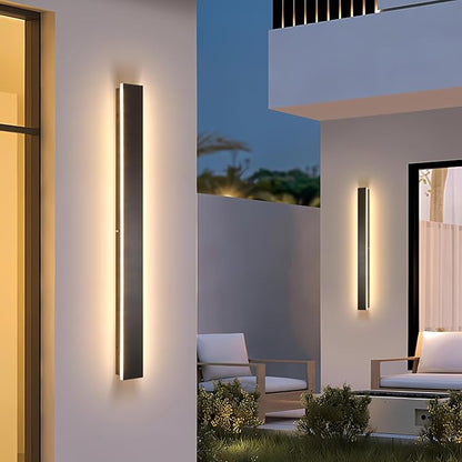 Outdoor Wall Lights Exterior,2pack 31.5inch Black Outdoor Light Fixtures Wall Mount,Waterproof Modern Porch Lights Wall Sconce,3000k Long LED Linear Outside Lighting for Garage,Courtyard