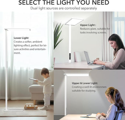 STERREN 120W LED Floor Lamp, 10000LM Super Bright Standing Lamp, Eye-Care Floor Reading Light, 76.8" Dimmable Large Lamp for Office, Living Room, Bedroom, Piano