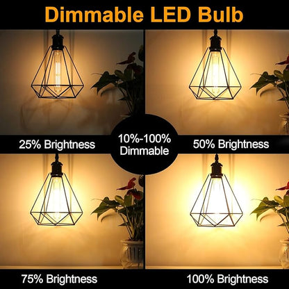 7.3 Inch T10 LED Bulb 6W (Equal 60W), Jacqueny 6PCS Dimmable Clear T10 LED E26 High Output 2700K Warm White, No-Flicker Edison T30/T10 Tubular Light Bulb 600LM, Long Lifetime For Wall Sconces, Pendant