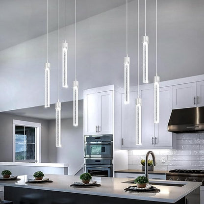 4-Lights Kitchen Island Pendant Lights Silver Mini Chandeliers for Dining Room Crystal Pendant Lighting Ceiling Lights for Hallway Foyer Living Room