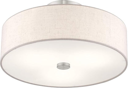 Livex Lighting 52135-91 Meridian 3 Light Brushed Nickel Ceiling Mount