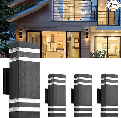 4Pack 12inch LED Square Up&Down Outdoor Wall Lights,4000K Day White 14W Outdoor Wall Light Aluminum Body Waterproof IP65 led Porch Wall Light for House Patio Garage Garden