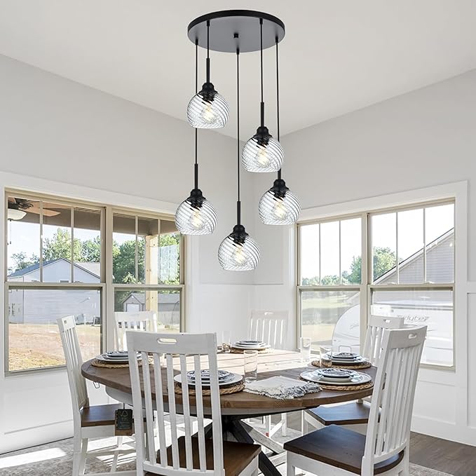 Handblown Clear Hammered Glass Globe Shade– 1.65" Fitter Opening – Replacement Lamp Shade for Pendant Lights, Chandeliers, Wall Sconces, Vanity & Ceiling Fixtures (3 Pack)