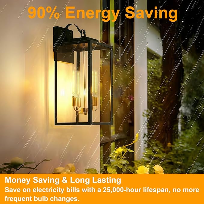 7.3 Inch T10 LED Bulb 6W (Equal 60W), Jacqueny 2PCS Dimmable Clear T10 LED E26 High Output 2700K Warm White, No-Flicker Edison T30/T10 Tubular Light Bulb 600LM, Long Lifetime For Wall Sconces, Pendant