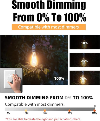 Lumiverse 120 Pack E26 led Bulb 60 watt dimmable Vintage LED Edison Bulbs 5.5W, 60W Equivalent, 2700K Soft White, Antique Style ST19/ST58 LED Light Filament Bulbs, CRI 90+, E26 Base
