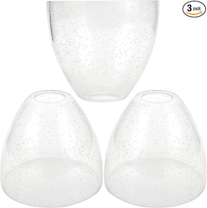 Bell Shade Lighting Fixture Glass Shade Replacement, 5.9"W x 5"H, 1-5/8 Inch Fitter, 3 Pack Clear Seeded Bubble Glass Shade Globe Cover for Chandelier Pendant Light Wall Sconce