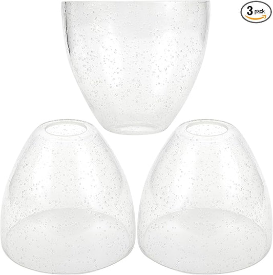 Bell Shade Lighting Fixture Glass Shade Replacement, 5.9"W x 5"H, 1-5/8 Inch Fitter, 3 Pack Clear Seeded Bubble Glass Shade Globe Cover for Chandelier Pendant Light Wall Sconce