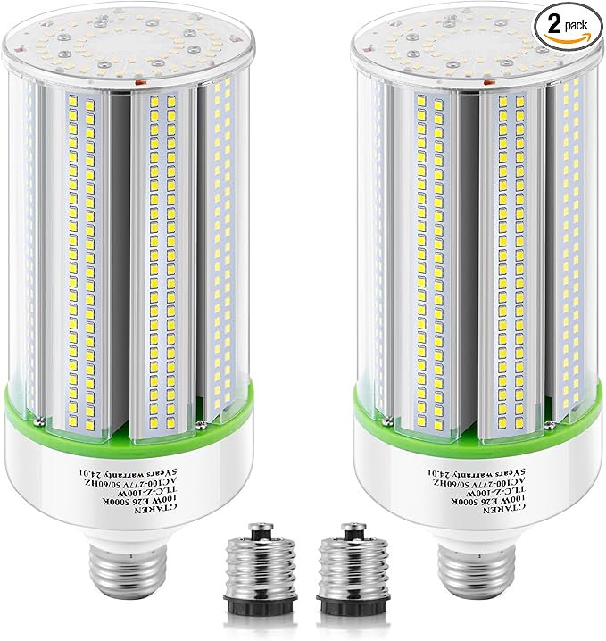 2-Pack 100W LED Corn Bulbs,5000K,AC110-277V,14000lm,E26/E39 Base,LED Replacement Metal Halide HID CFL for Commercial Industrial Lighting Warehouse High Bay Light Fixture Garage Workshop