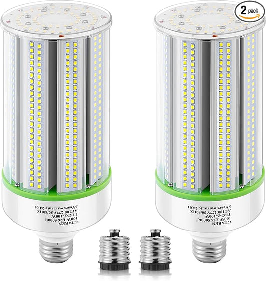 2-Pack 100W LED Corn Bulbs,5000K,AC110-277V,14000lm,E26/E39 Base,LED Replacement Metal Halide HID CFL for Commercial Industrial Lighting Warehouse High Bay Light Fixture Garage Workshop