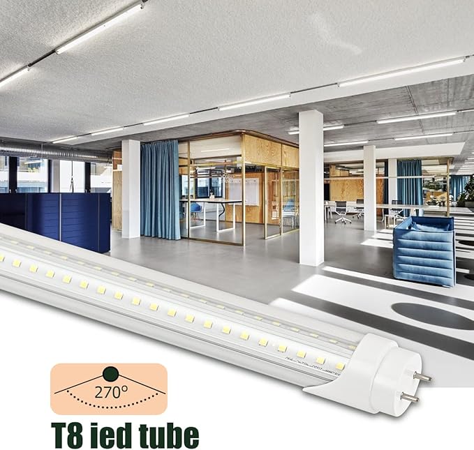 12-Pack 4FT T8 LED Light Bulb 40W (100W Fluorescent Equivalent) G13 Bi Pin with Bright White Dual-Row LEDs 4 Foot Shop Lights T8 T10 T12 Bulbs Replacement