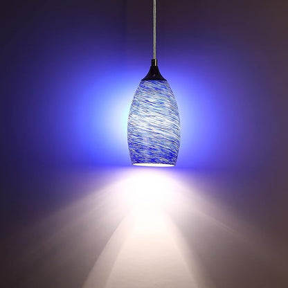 2 Pack 4.65 Inch Handblow Art Blue Glass Lamp Shade Pendant Ceiling Chandelier Wall Sconce Light Replacement Oval Glass Shade Fixture