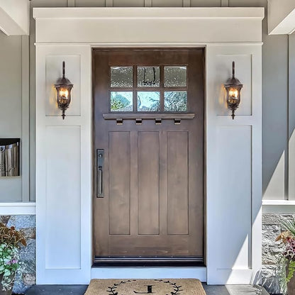 Outdoor Wall Sconces, Brown Outdoor Porch Lights, 22.8" H Large Exterior Wall Lanterns, Waterproof Exterior Lighting Fixtures with Water Glass for Patio Garage Doorway