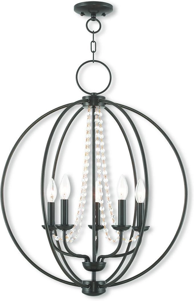 Livex Lighting 40915-92 Transitional Five Light Chandelier from Arabella Collection Dark Finish, English Bronze