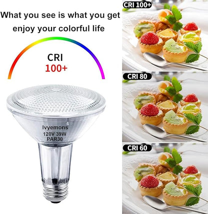 PAR30 Long Neck Halogen 39W - 6 Pack PAR30 Flood Light Bulbs E26 Base, PAR 30 Dimmable 2800K Warm White, Long Lasting PAR 30 Halogen Bulb for Accent Lighting, Tracking Light, Recessed Lights