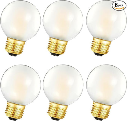 Dimmable G16.5 Frosted Edison Bulbs, E26 LED Bulb, 6W Equivalent 60W, G16 1/2 led Edison Bulb 4000K,E26 Frosted LED Globe Bulbs for Chandeliers, Vanity Lights- AC120V 600LM, 6Pack (6W-4000K)
