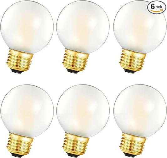 Dimmable G16.5 Frosted Edison Bulbs, E26 LED Bulb, 6W Equivalent 60W, G16 1/2 led Edison Bulb 4000K,E26 Frosted LED Globe Bulbs for Chandeliers, Vanity Lights- AC120V 600LM, 6Pack (6W-4000K)