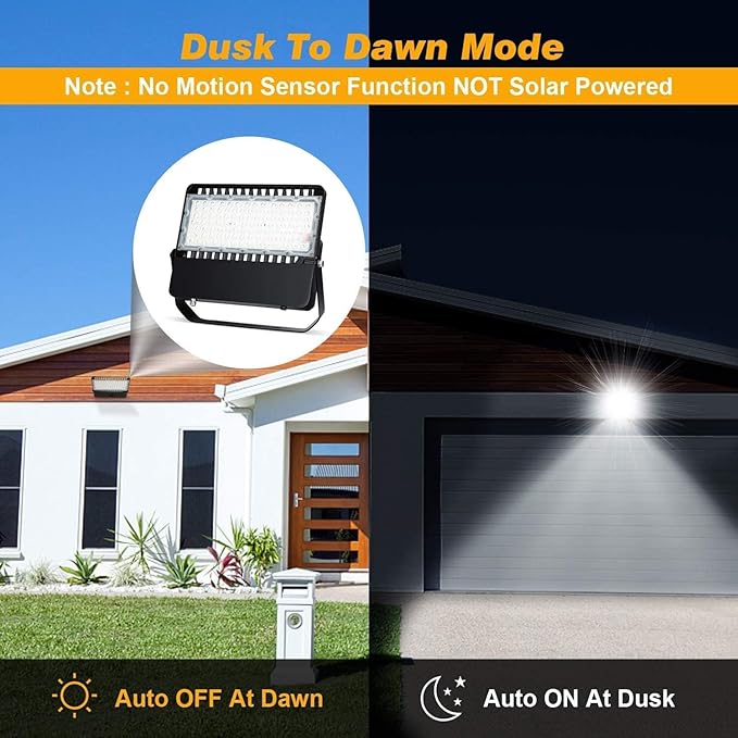 Juyace 36000lm LED Parking lot Lights Dusk to Dawn Stadium Flood Light Outdoor Commercial 5000K IP65 100-277V 240W for Sports Fields Court Arena Security Area(3 Pack)