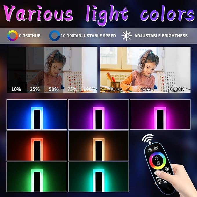 Widened 2 Pack Modern Exterior Lighting Fixtures, 57inch RGB Dimmable Outdoor Wall Sconces, 10 Colors, 5 Modes, IP65 Waterproof, Black Long LED Wall Mount Lights for Fence, Balcony, Garage