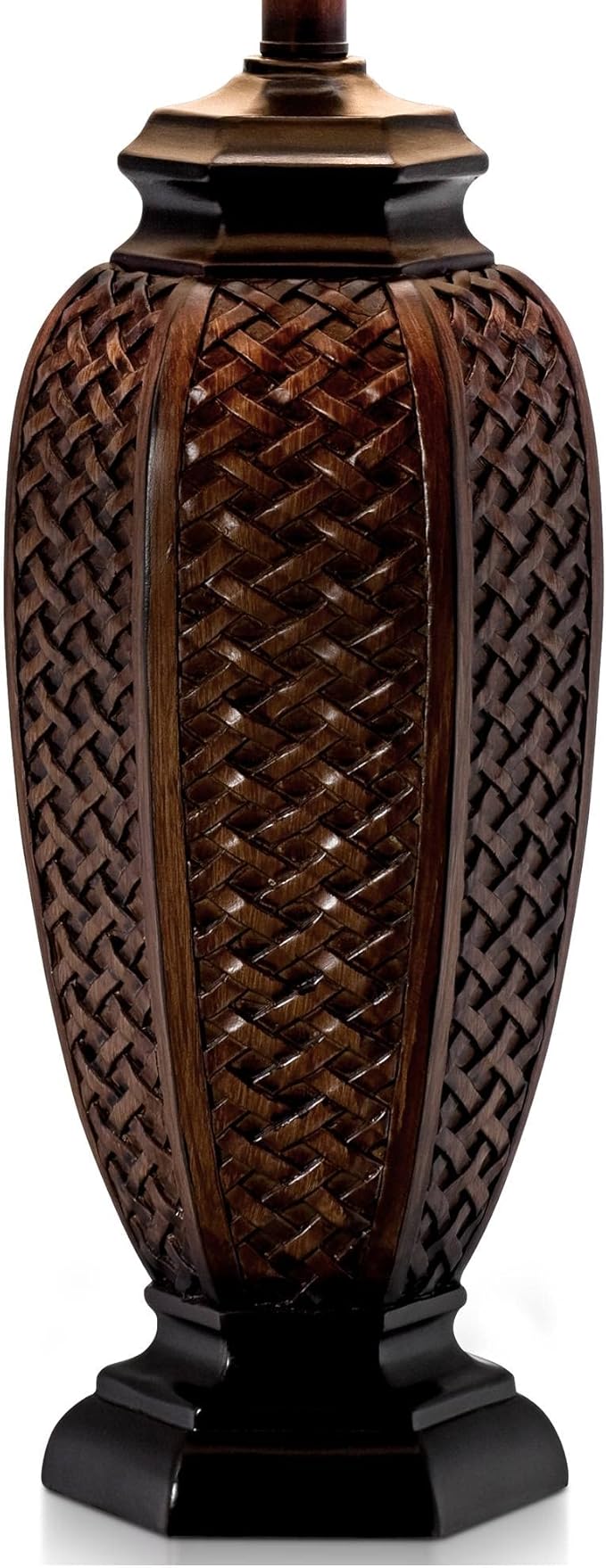 Regency Hill Tropical Natural Cottage Jar Table Lamps 29" Tall Set of 2 Weathered Brown Woven Wicker Beige Linen Fabric Drum Shade Decor for Living Room Bedroom House Bedside Nightstand Home