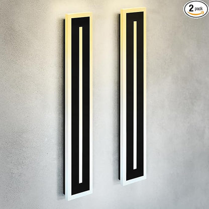 ASD LED 36" Long Wall Mount Light Fixture, Outdoor & Indoor Linear Sconce | 3CCT, Dimmable, Waterproof, Anti-Rust, ETL Listed | 30W 1850LM 3000-5000K 100-277V | Exterior Porch Lighting | Black, 2 Pack
