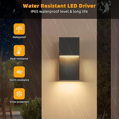 tewei Modern LED Outdoor Wall Sconce 20W Exterior Lighting Fixtures, Black Outside Lights for House Integrated LED Outdoor Wall Mount Lights for Front Porch Garage, Warm White 3000K, 1 Pack