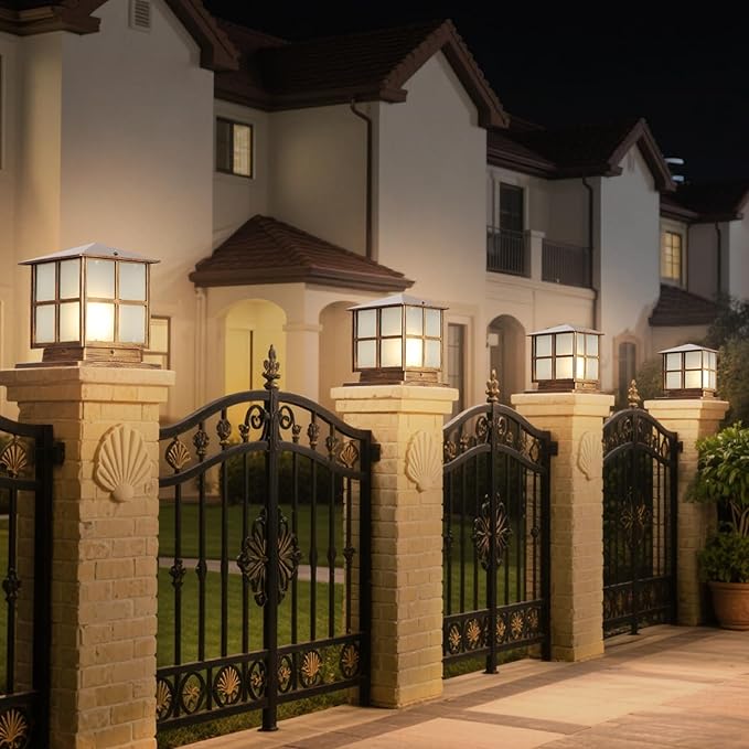 SLAWA Outdoor Post Lights Fixture, Modern Yard Entry Outdoor Column Lights with Aluminum Housing, Patio Pillar Lights Outdoor with Tempered Glass, IP65 Waterproof