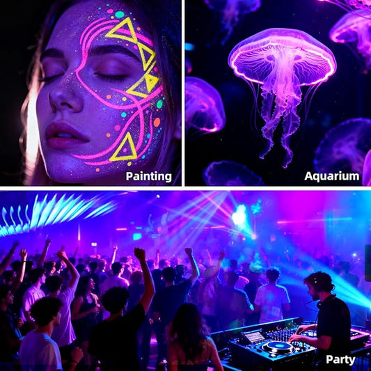 680W LED Black Lights, Blacklight Flood Light with Plug & Switch, 395nm IP66 Outdoor Waterproof Blacklight for Halloween Party, Stage Light, Body Paint, Neon Glow (2 Pack)